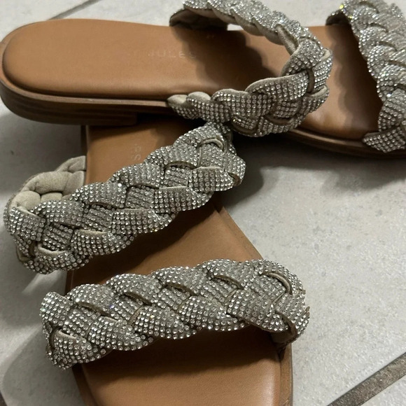 Sincerely Jules Women Silver Sparkle Rhinestone Slides Size 9. - Picture 7 of 7